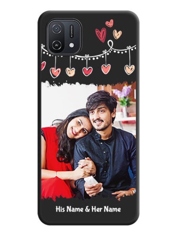 Custom Pink Love Hangings with Name on Space Black Custom Soft Matte Phone Cases - Oppo A16K
