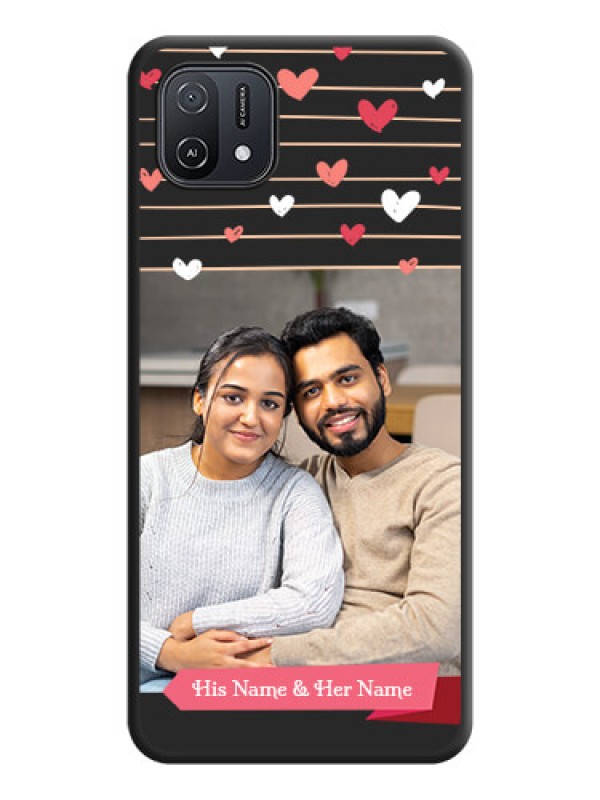 Custom Love Pattern with Name on Pink Ribbon  on Photo on Space Black Soft Matte Back Cover - Oppo A16K