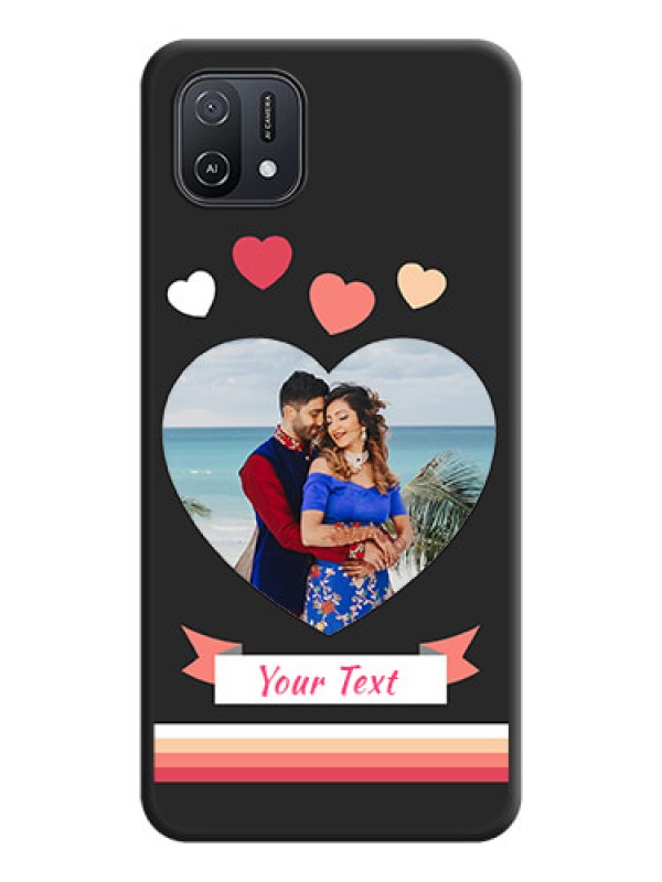 Custom Love Shaped Photo with Colorful Stripes on Personalised Space Black Soft Matte Cases - Oppo A16K