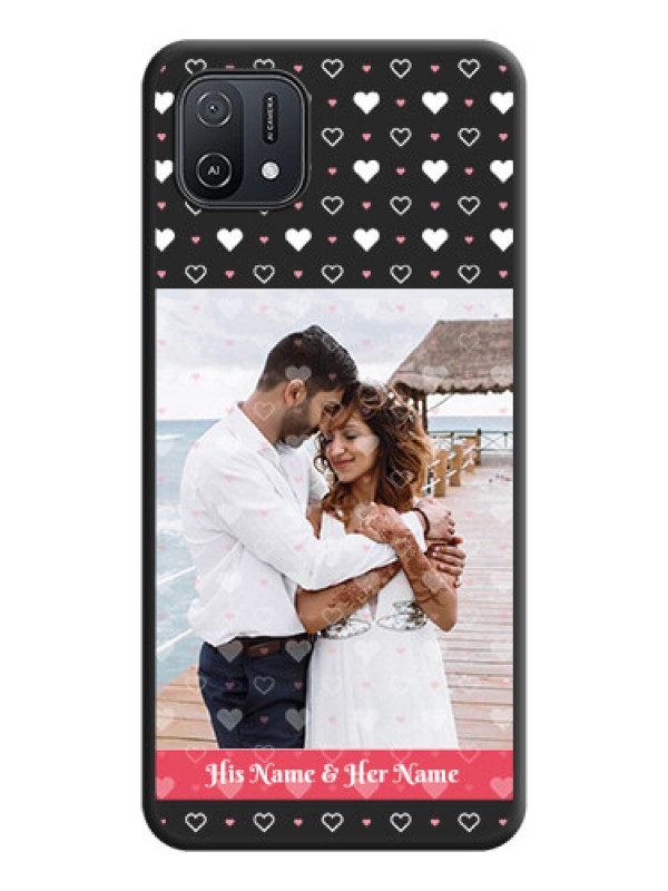 Custom White Color Love Symbols with Text Design on Photo on Space Black Soft Matte Phone Cover - Oppo A16K