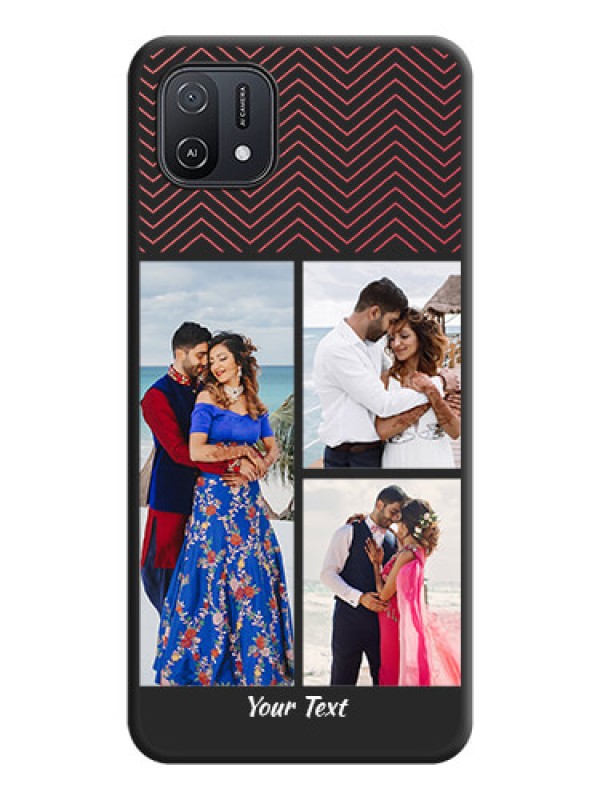 Custom Wave Pattern with 3 Image Holder on Space Black Custom Soft Matte Back Cover - Oppo A16K