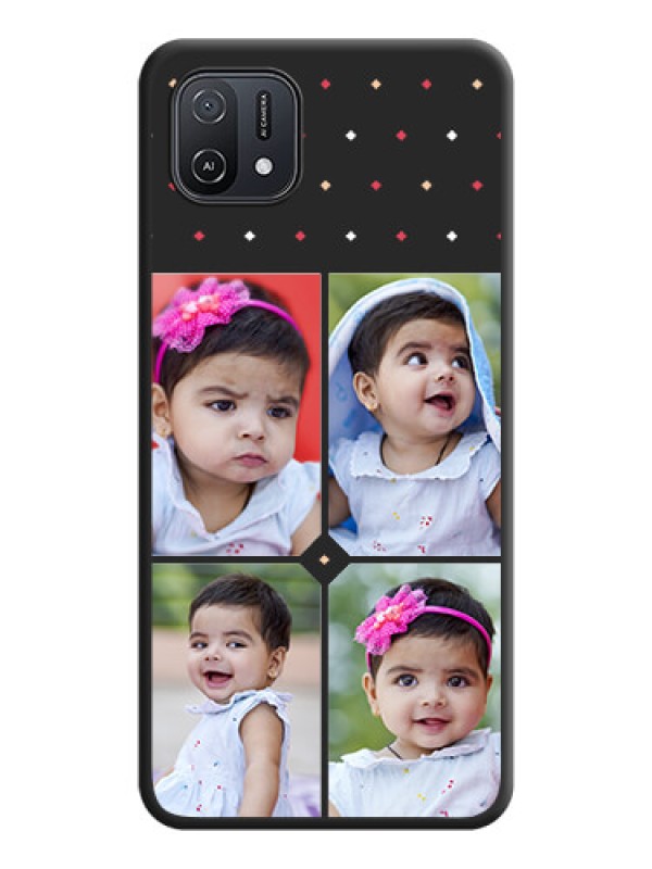 Custom Multicolor Dotted Pattern with 4 Image Holder on Space Black Custom Soft Matte Phone Cases - Oppo A16K
