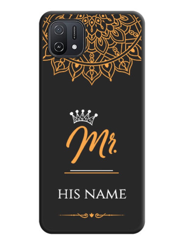 Custom Mr Name with Floral Design  on Personalised Space Black Soft Matte Cases - Oppo A16K