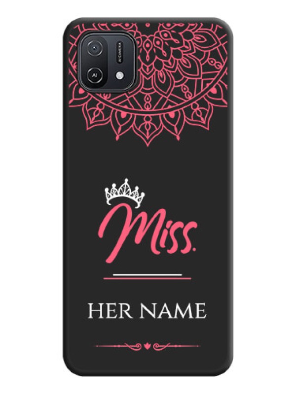 Custom Mrs Name with Floral Design on Space Black Personalized Soft Matte Phone Covers - Oppo A16K