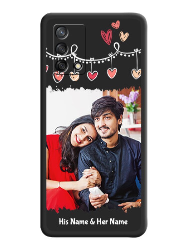 Custom Pink Love Hangings with Name on Space Black Custom Soft Matte Phone Cases - Oppo F19s