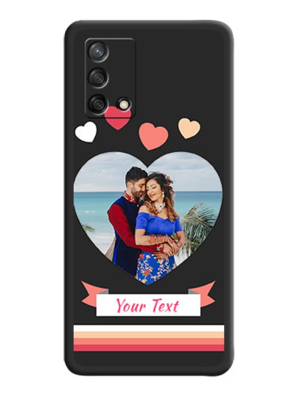 Custom Love Shaped Photo with Colorful Stripes on Personalised Space Black Soft Matte Cases - Oppo F19s