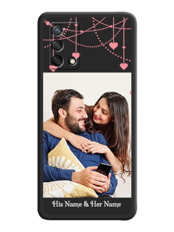 Custom Pink Love Hangings with Text on Space Black Custom Soft Matte Back Cover - Oppo F19s