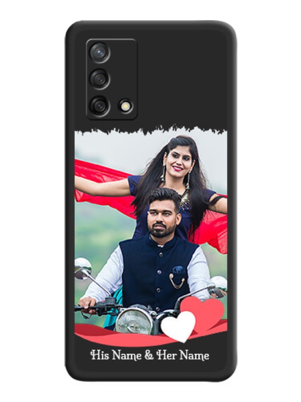Custom Pin Color Love Shaped Ribbon Design with Text on Space Black Custom Soft Matte Phone Back Cover - Oppo F19s