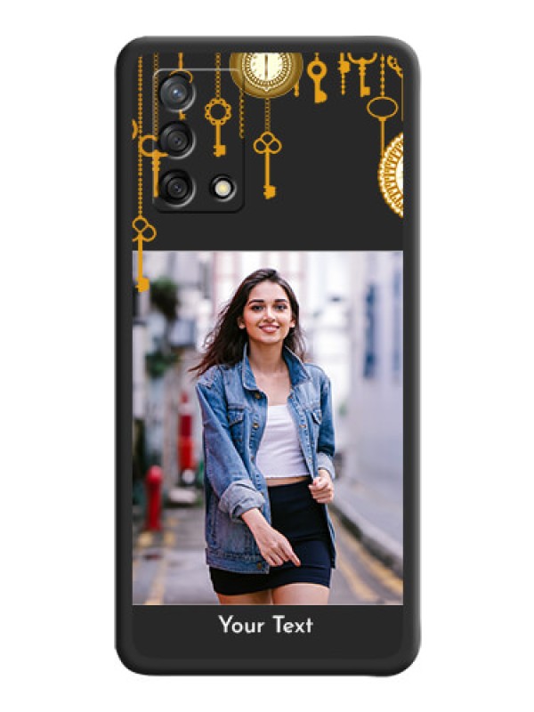 Custom Decorative Design with Text on Space Black Custom Soft Matte Back Cover - Oppo F19s