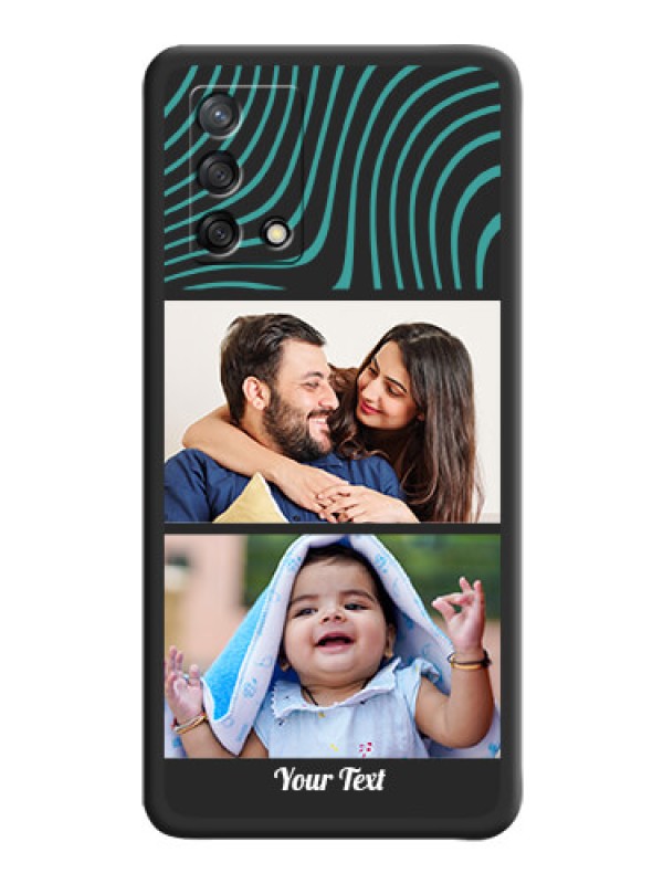Custom Wave Pattern with 2 Image Holder on Space Black Personalized Soft Matte Phone Covers - Oppo F19s