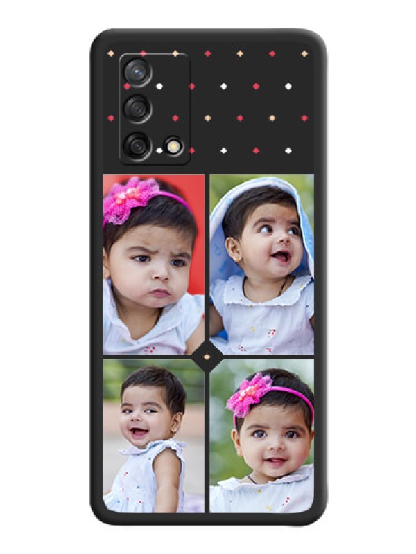 Custom Multicolor Dotted Pattern with 4 Image Holder on Space Black Custom Soft Matte Phone Cases - Oppo F19s