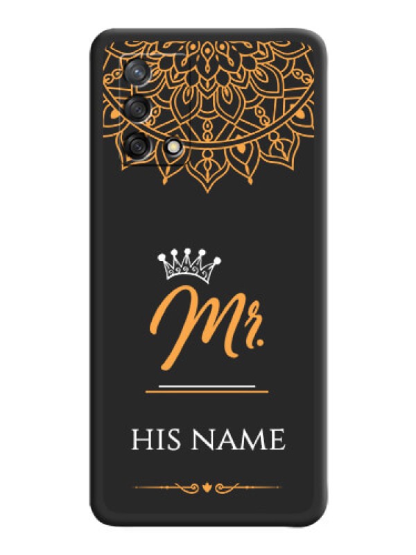 Custom Mr Name with Floral Design  on Personalised Space Black Soft Matte Cases - Oppo F19s