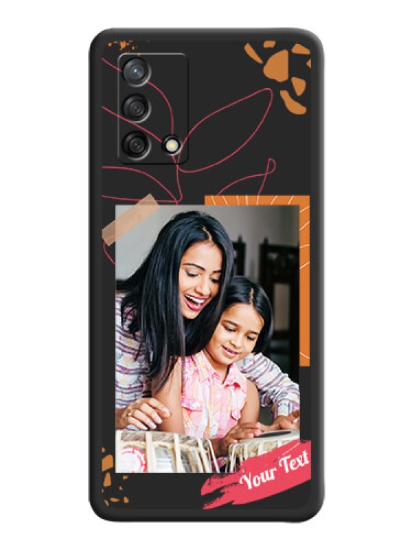 Custom Orange Photo Frame on Space Black Custom Soft Matte Phone Back Cover - Oppo F19s
