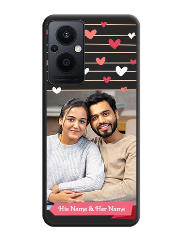 Custom Love Pattern with Name on Pink Ribbon  on Photo on Space Black Soft Matte Back Cover - Oppo F21s Pro 5G