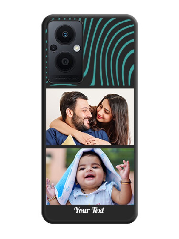 Custom Wave Pattern with 2 Image Holder on Space Black Personalized Soft Matte Phone Covers - Oppo F21s Pro 5G