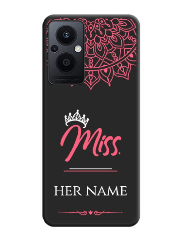 Custom Mrs Name with Floral Design on Space Black Personalized Soft Matte Phone Covers - Oppo F21s Pro 5G
