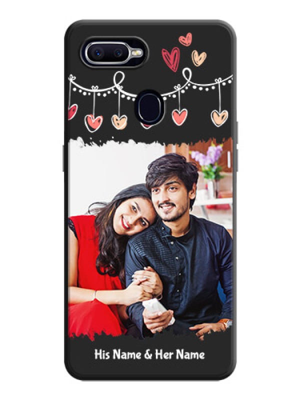 Custom Pink Love Hangings with Name on Space Black Custom Soft Matte Phone Cases - Oppo F9 Pro