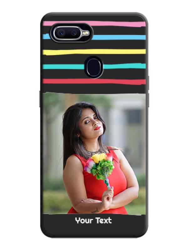 Custom Multicolor Lines with Image on Space Black Personalized Soft Matte Phone Covers - Oppo F9 Pro