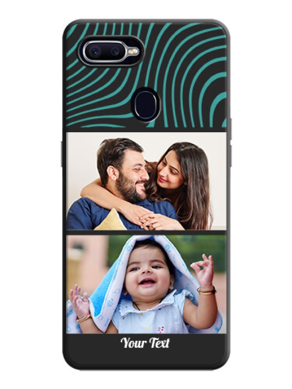 Custom Wave Pattern with 2 Image Holder on Space Black Personalized Soft Matte Phone Covers - Oppo F9 Pro