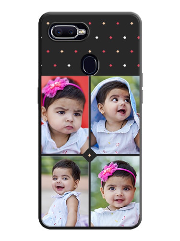 Custom Multicolor Dotted Pattern with 4 Image Holder on Space Black Custom Soft Matte Phone Cases - Oppo F9 Pro