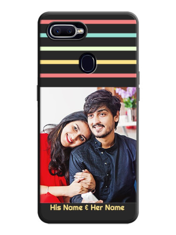 Custom Color Stripes with Photo and Text - Photo on Space Black Soft Matte Mobile Case - Oppo F9 Pro