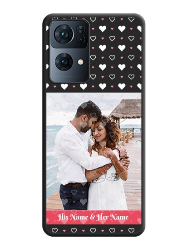 Custom White Color Love Symbols with Text Design on Photo on Space Black Soft Matte Phone Cover - Oppo Reno 7 Pro 5G