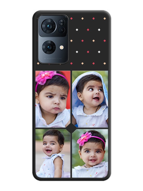 Custom Multicolor Dotted Pattern with 4 Image Holder on Space Black Custom Soft Matte Phone Cases - Oppo Reno 7 Pro 5G