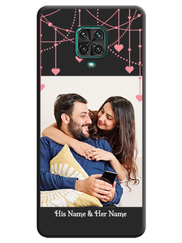 Custom Pink Love Hangings with Text on Space Black Custom Soft Matte Back Cover - Poco M2 Pro