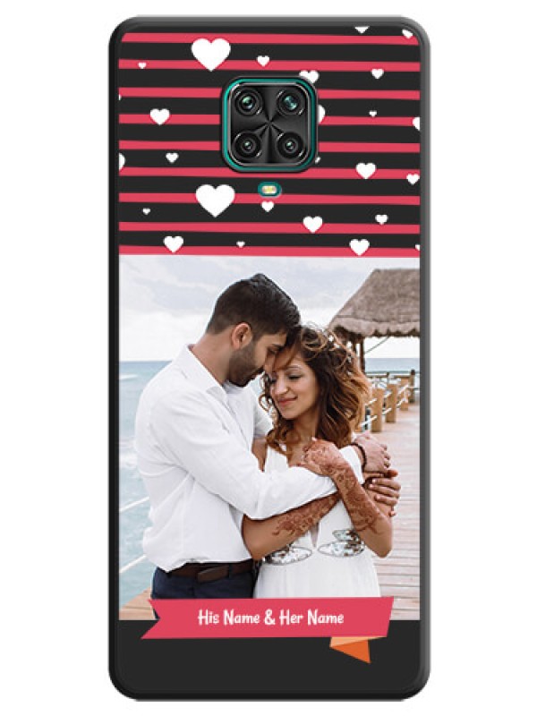 Custom White Color Love Symbols with Pink Lines Pattern on Space Black Custom Soft Matte Phone Cases - Poco M2 Pro