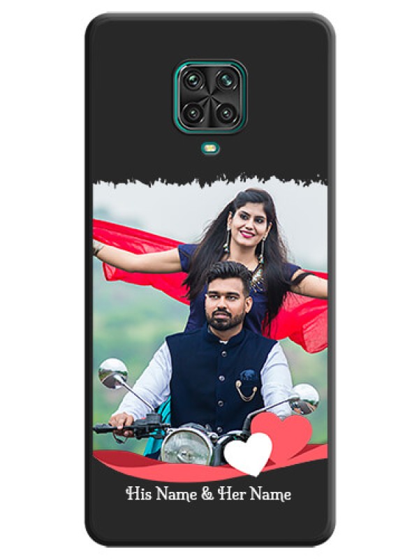 Custom Pin Color Love Shaped Ribbon Design with Text on Space Black Custom Soft Matte Phone Back Cover - Poco M2 Pro