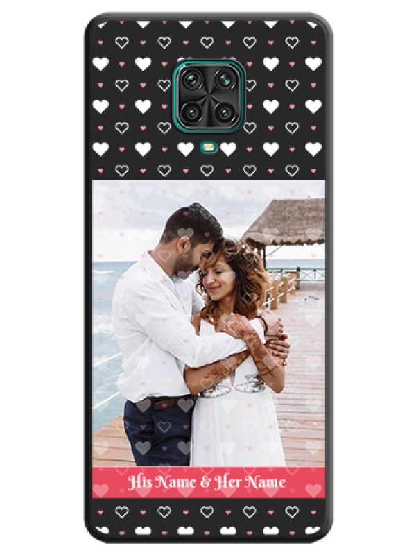 Custom White Color Love Symbols with Text Design on Photo on Space Black Soft Matte Phone Cover - Poco M2 Pro