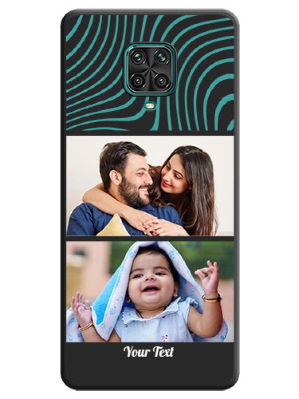 Custom Wave Pattern with 2 Image Holder on Space Black Personalized Soft Matte Phone Covers - Poco M2 Pro
