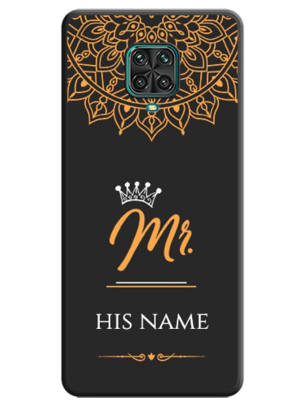 Custom Mr Name with Floral Design  on Personalised Space Black Soft Matte Cases - Poco M2 Pro
