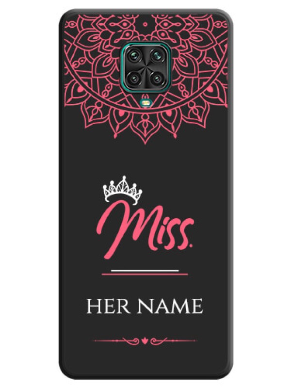 Custom Mrs Name with Floral Design on Space Black Personalized Soft Matte Phone Covers - Poco M2 Pro