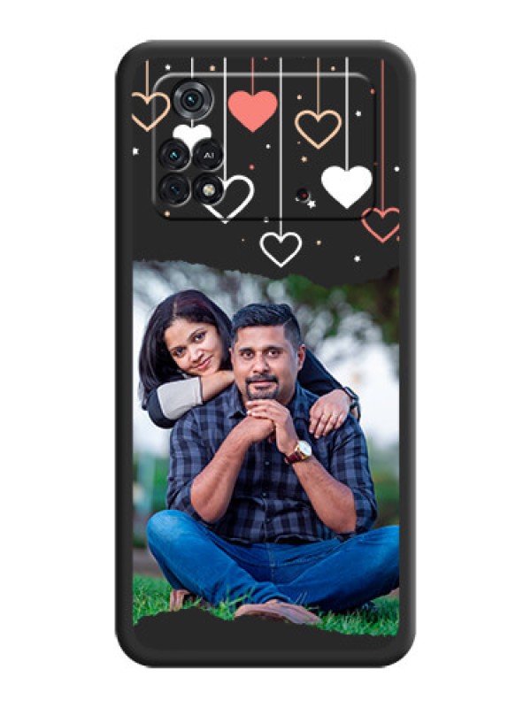 Custom Love Hangings with Splash Wave Picture on Space Black Custom Soft Matte Phone Back Cover - Poco M4 Pro 4G