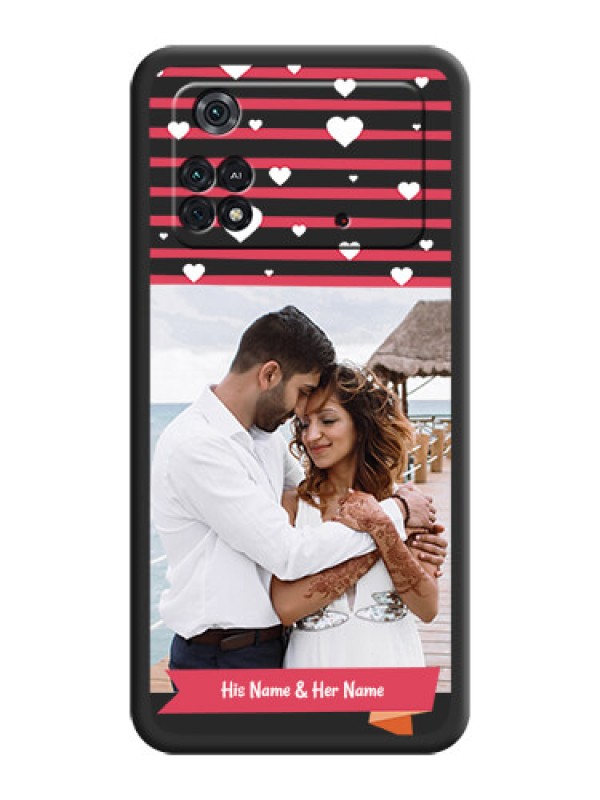 Custom White Color Love Symbols with Pink Lines Pattern on Space Black Custom Soft Matte Phone Cases - Poco M4 Pro 4G