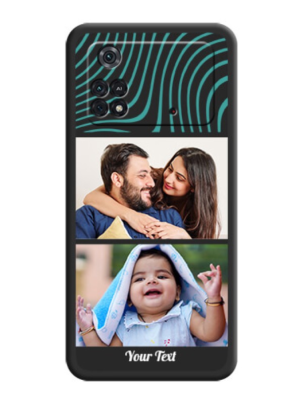 Custom Wave Pattern with 2 Image Holder on Space Black Personalized Soft Matte Phone Covers - Poco M4 Pro 4G