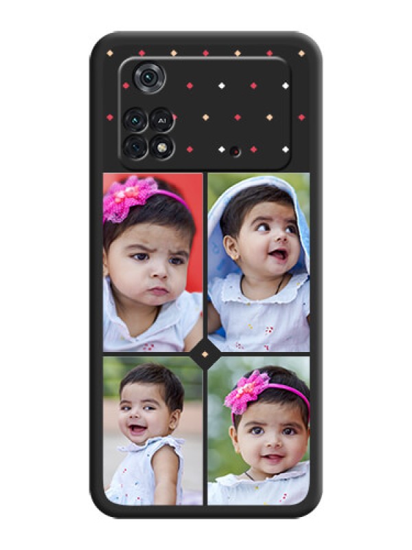 Custom Multicolor Dotted Pattern with 4 Image Holder on Space Black Custom Soft Matte Phone Cases - Poco M4 Pro 4G