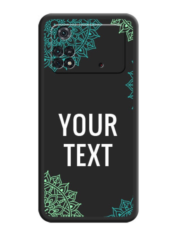 Custom Your Name with Floral Design on Space Black Custom Soft Matte Back Cover - Poco M4 Pro 4G