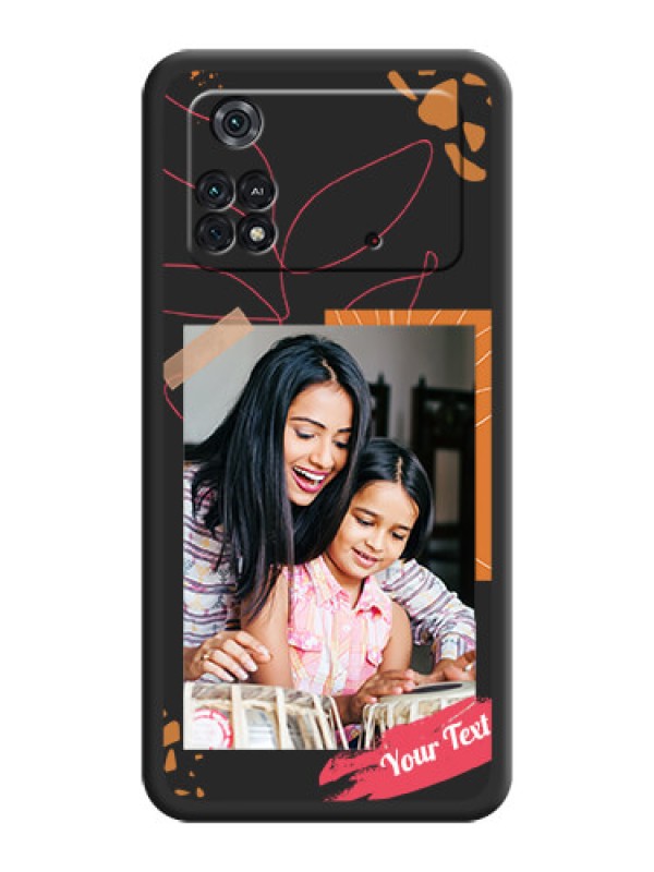 Custom Orange Photo Frame on Space Black Custom Soft Matte Phone Back Cover - Poco M4 Pro 4G