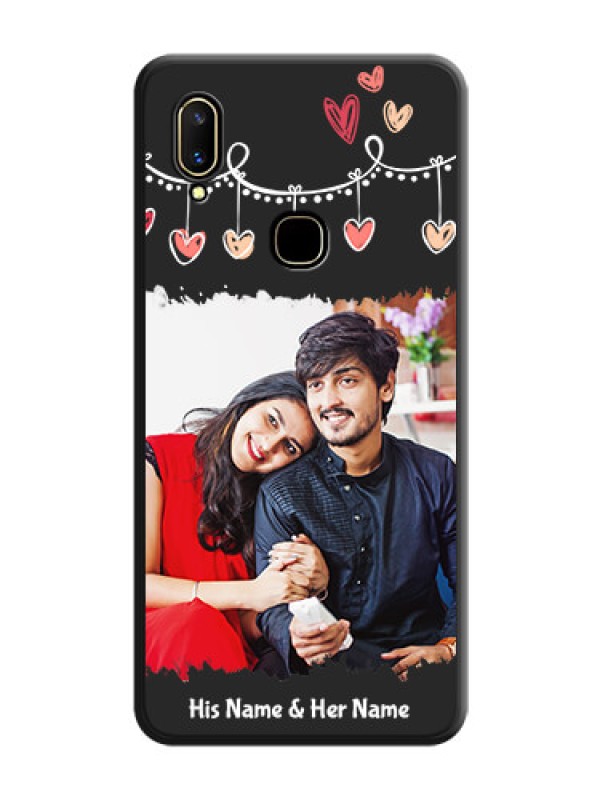Custom Pink Love Hangings with Name on Space Black Custom Soft Matte Phone Cases - Vivo V11