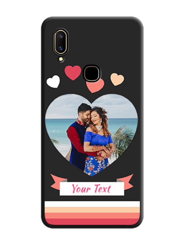 Custom Love Shaped Photo with Colorful Stripes on Personalised Space Black Soft Matte Cases - Vivo V11