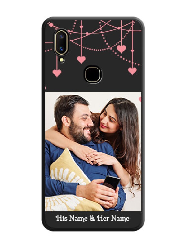 Custom Pink Love Hangings with Text on Space Black Custom Soft Matte Back Cover - Vivo V11