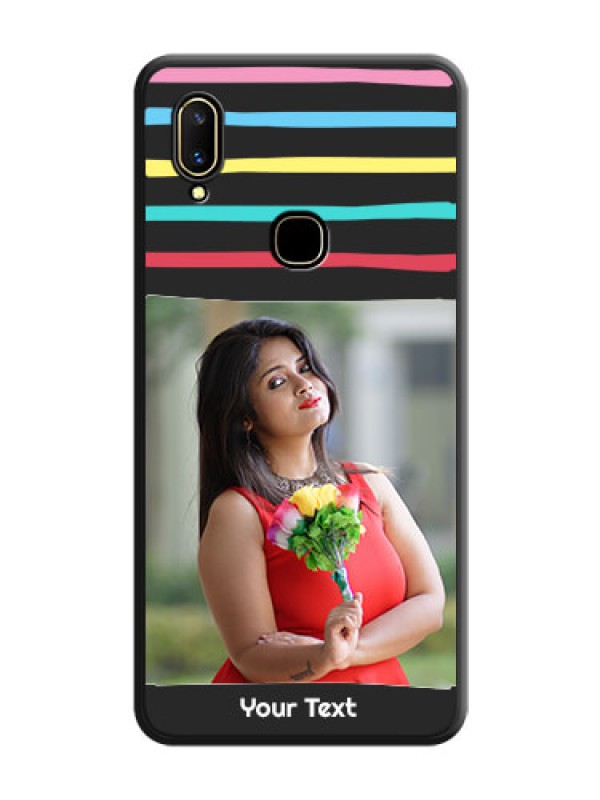Custom Multicolor Lines with Image on Space Black Personalized Soft Matte Phone Covers - Vivo V11