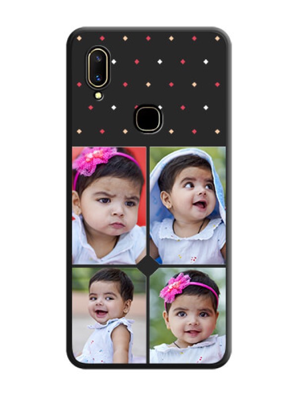 Custom Multicolor Dotted Pattern with 4 Image Holder on Space Black Custom Soft Matte Phone Cases - Vivo V11