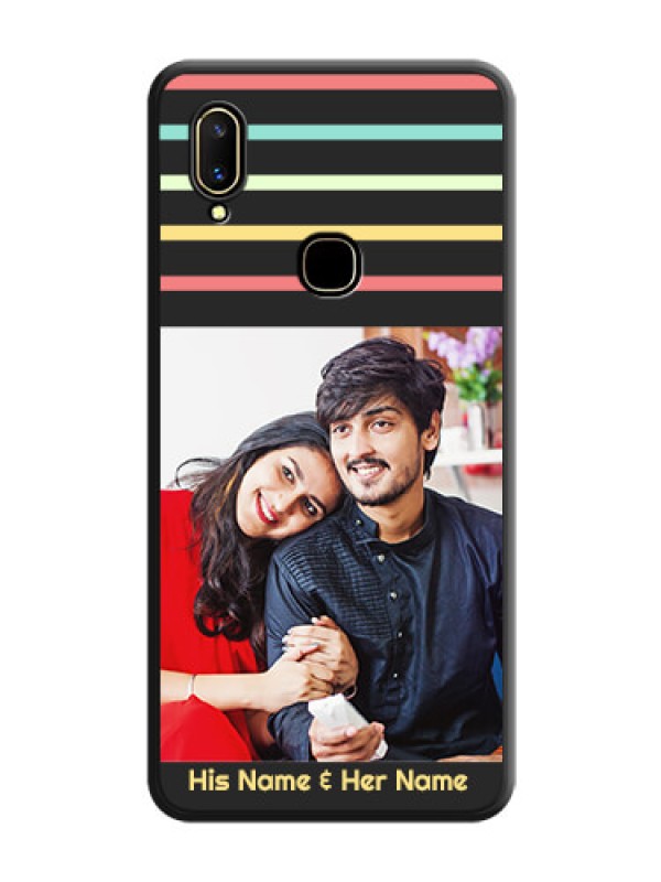 Custom Color Stripes with Photo and Text - Photo on Space Black Soft Matte Mobile Case - Vivo V11