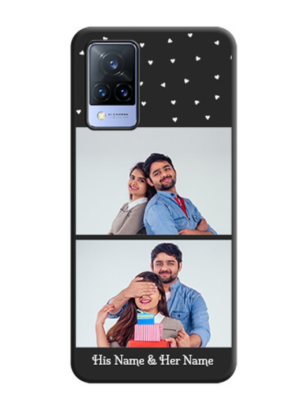Custom Miniature Love Symbols with Name on Space Black Custom Soft Matte Back Cover - Vivo V21 5G