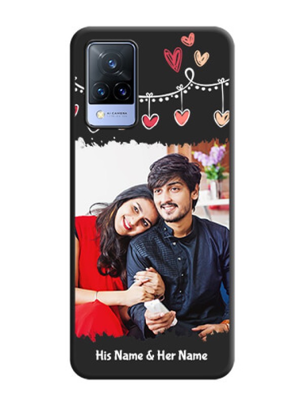 Custom Pink Love Hangings with Name on Space Black Custom Soft Matte Phone Cases - Vivo V21 5G