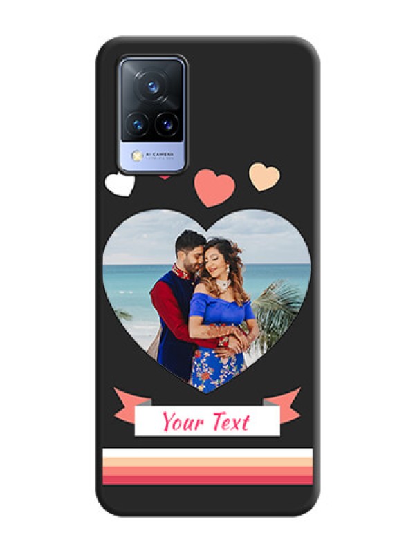 Custom Love Shaped Photo with Colorful Stripes on Personalised Space Black Soft Matte Cases - Vivo V21 5G