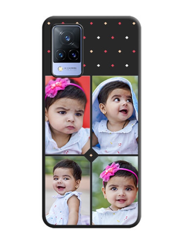 Custom Multicolor Dotted Pattern with 4 Image Holder on Space Black Custom Soft Matte Phone Cases - Vivo V21 5G